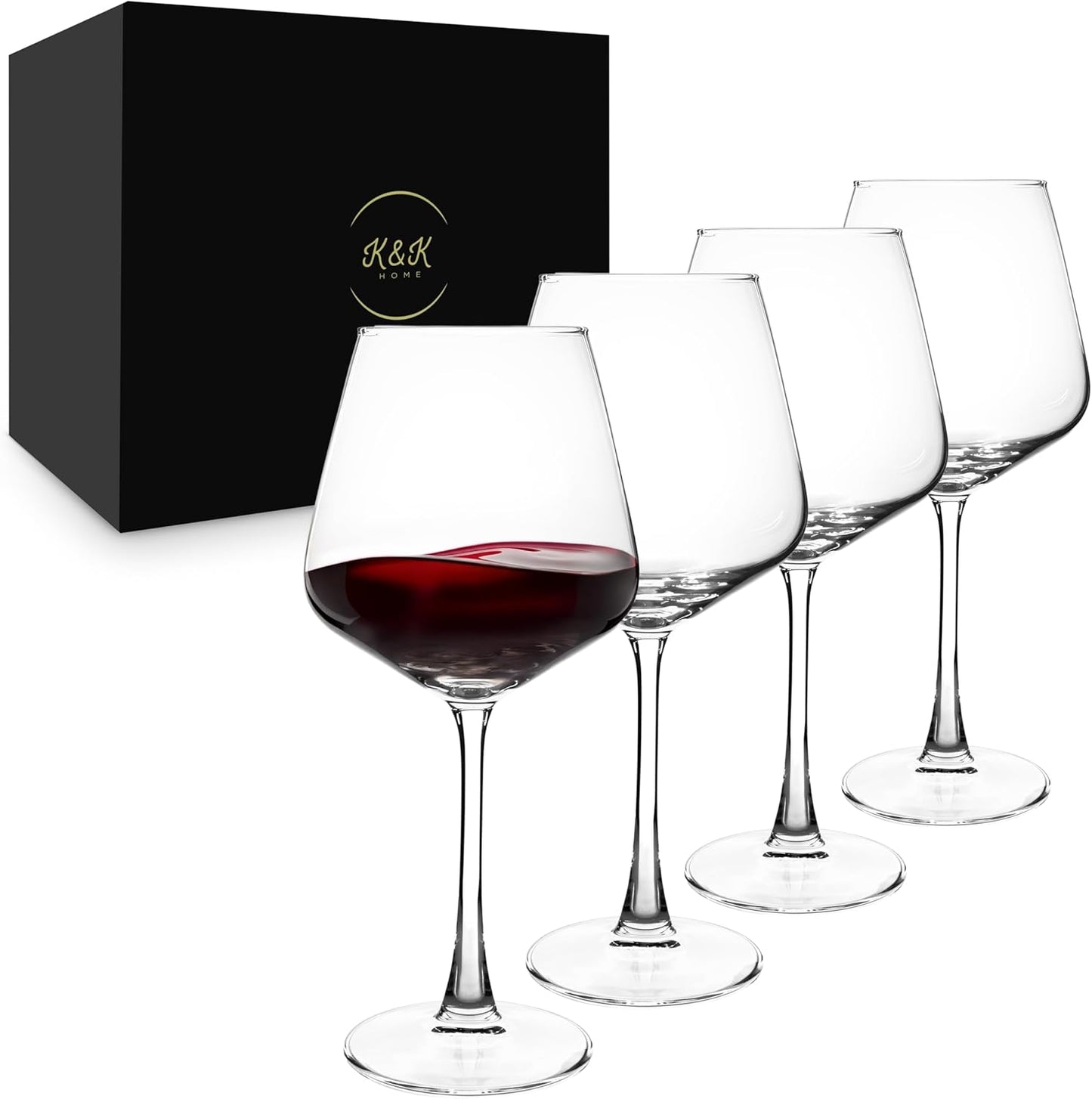 K&K Home Stemless/Stemmed Wine Glasses Set of 4, Wine Glasses for Red Wine, White Wine, Spirits, and Cocktails