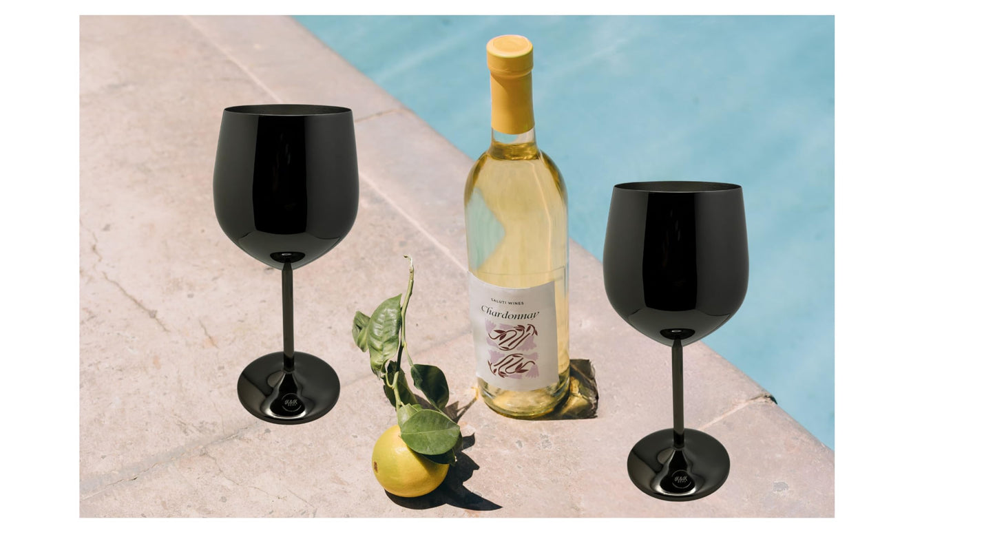 K&K Home Gold Stainless Steel Unbreakable Wine Glasses - 18 oz - Set of 2 Colored, Stemmed Metal Wine Glasses Perfect for Outdoors, Weddings, and Parties
