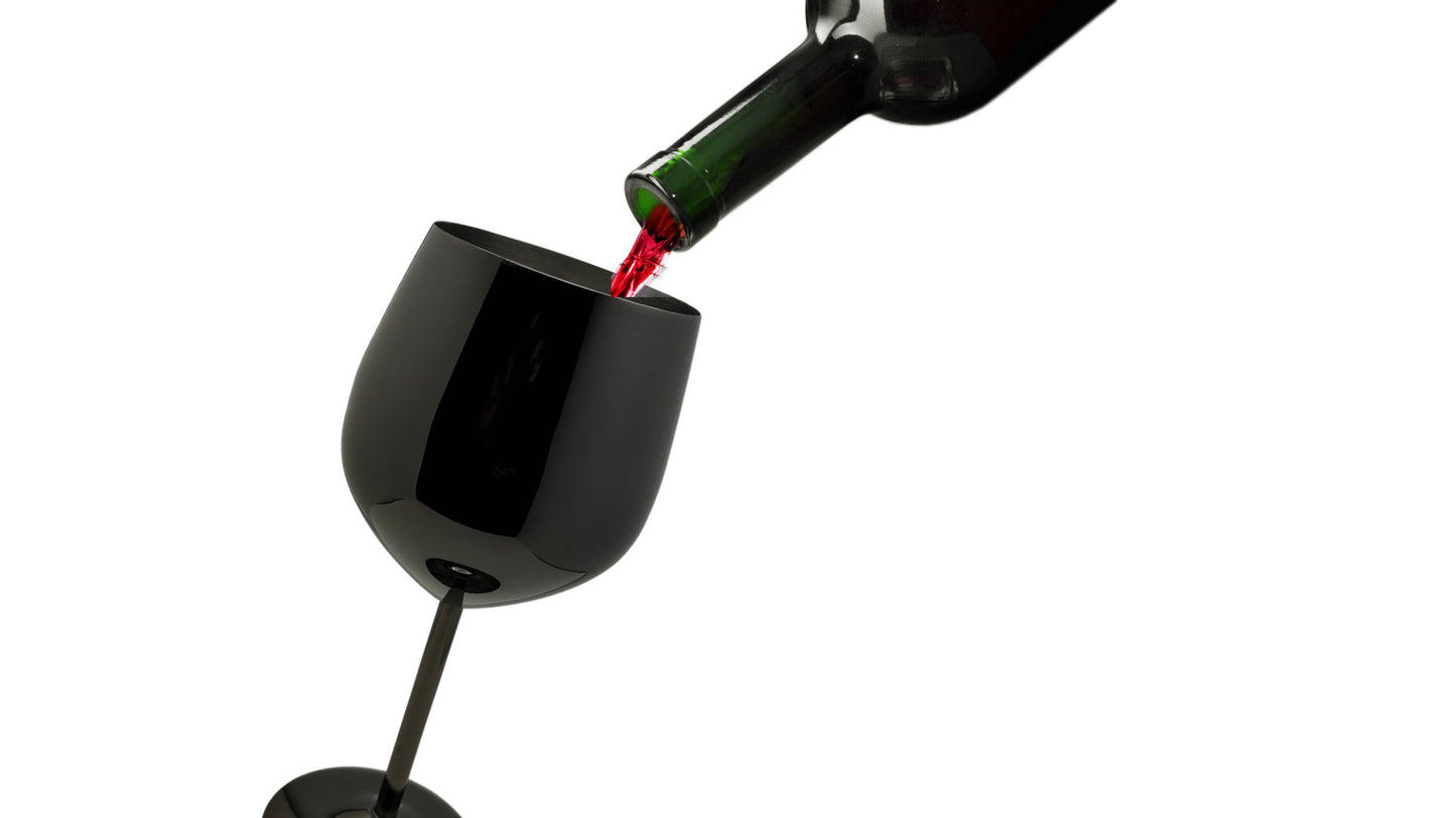 K&K Home Shiny Black Stainless Steel Unbreakable Wine Glasses - 18 oz - Set of 2 Colored, Stemmed Metal Wine Glasses Perfect for Outdoors, Weddings, and Fancy Gatherings