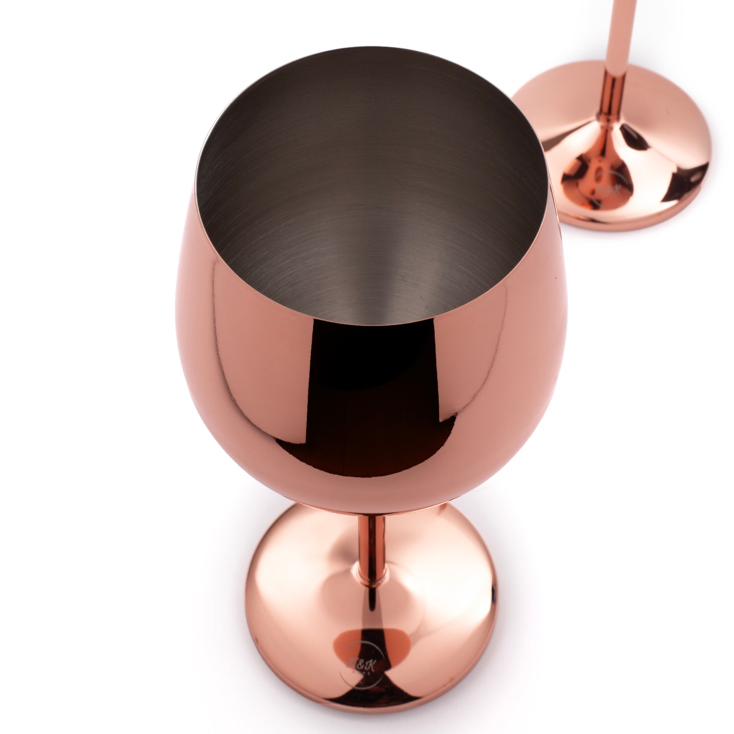 K&K Home Rose Gold Stainless Steel Unbreakable Wine Glasses - 18 oz - Set of 2 Colored, Stemmed Metal Wine Glasses Perfect for Outdoors, Weddings, and Fancy Gatherings
