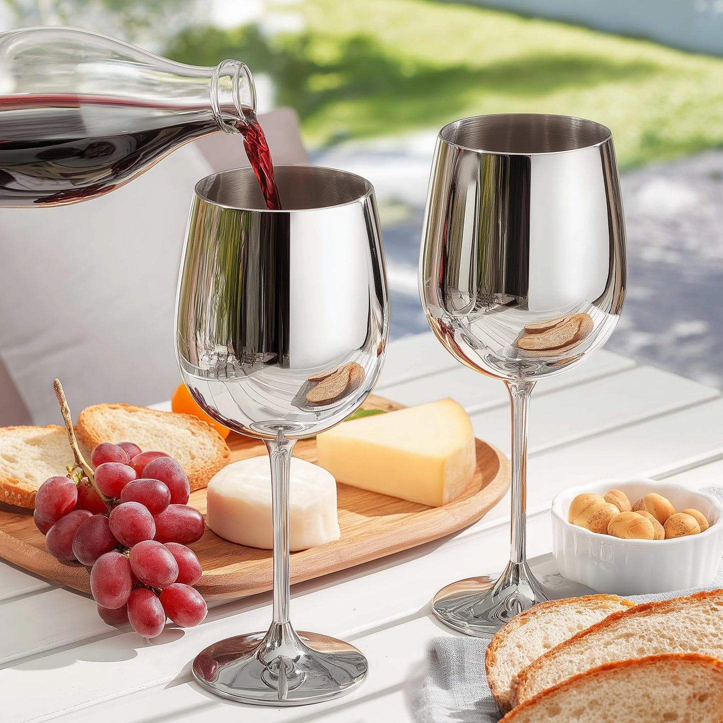 K&K Home Gold Stainless Steel Unbreakable Wine Glasses - 18 oz - Set of 2 Colored, Stemmed Metal Wine Glasses Perfect for Outdoors, Weddings, and Parties