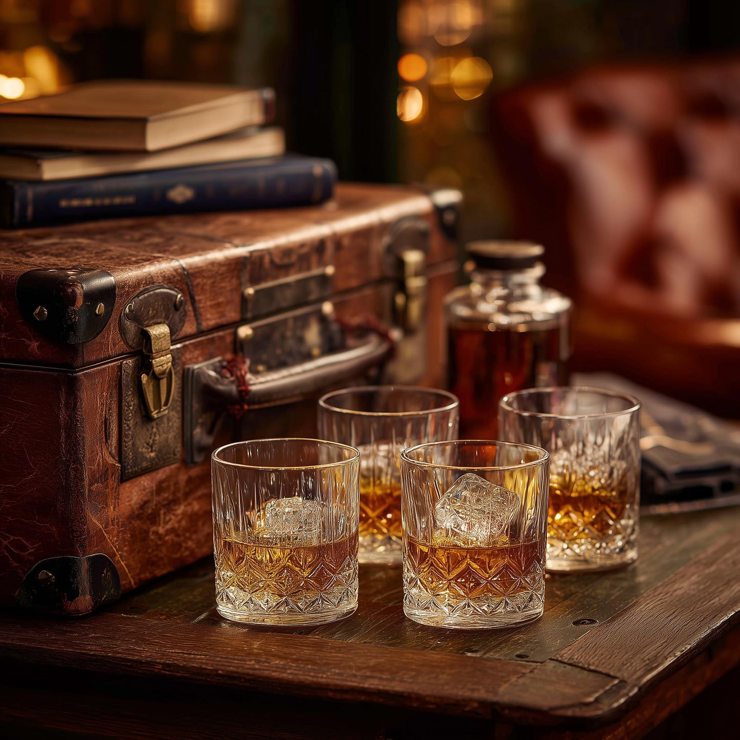 K&K Home Whiskey Glasses Set of 4-12 Oz Bourbon Glass, Old Fashioned Liquor Vodka Bourbon Cocktail Scotch Bar Glasses Set