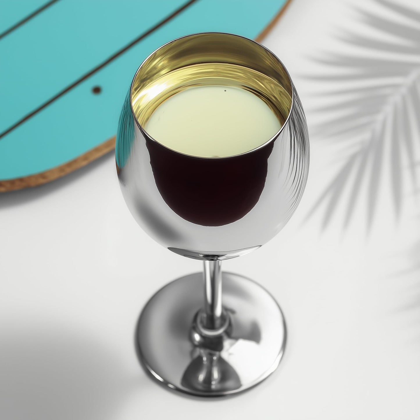 K&K Home Gold Stainless Steel Unbreakable Wine Glasses - 18 oz - Set of 2 Colored, Stemmed Metal Wine Glasses Perfect for Outdoors, Weddings, and Parties