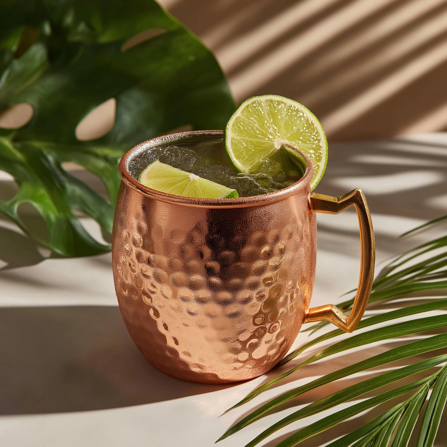 K&K Home Moscow Mule Mugs - 17oz Hammered Cups with Stainless Steel Lining - Set of 4 Mugs Perfect for Cold Drinks, Beer, Wine, Outdoors, and Parties