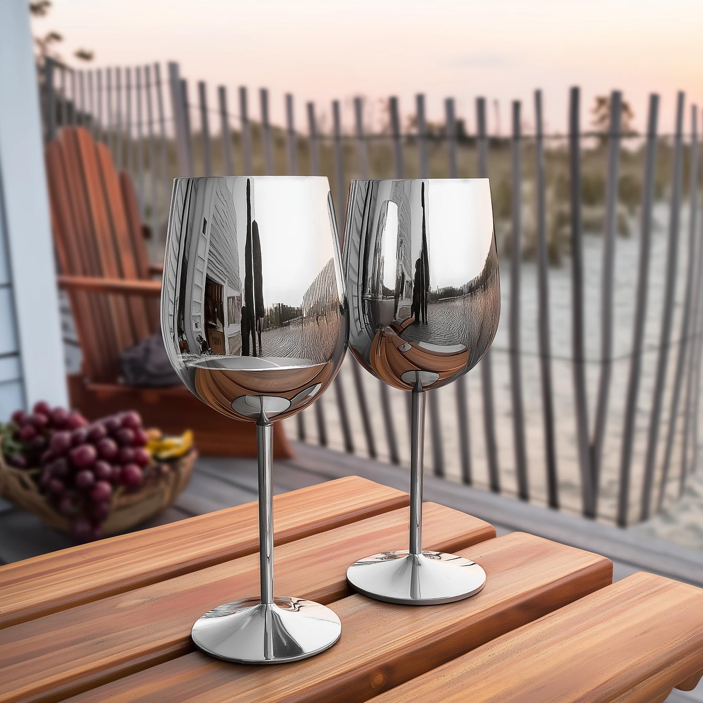K&K Home Gold Stainless Steel Unbreakable Wine Glasses - 18 oz - Set of 2 Colored, Stemmed Metal Wine Glasses Perfect for Outdoors, Weddings, and Parties