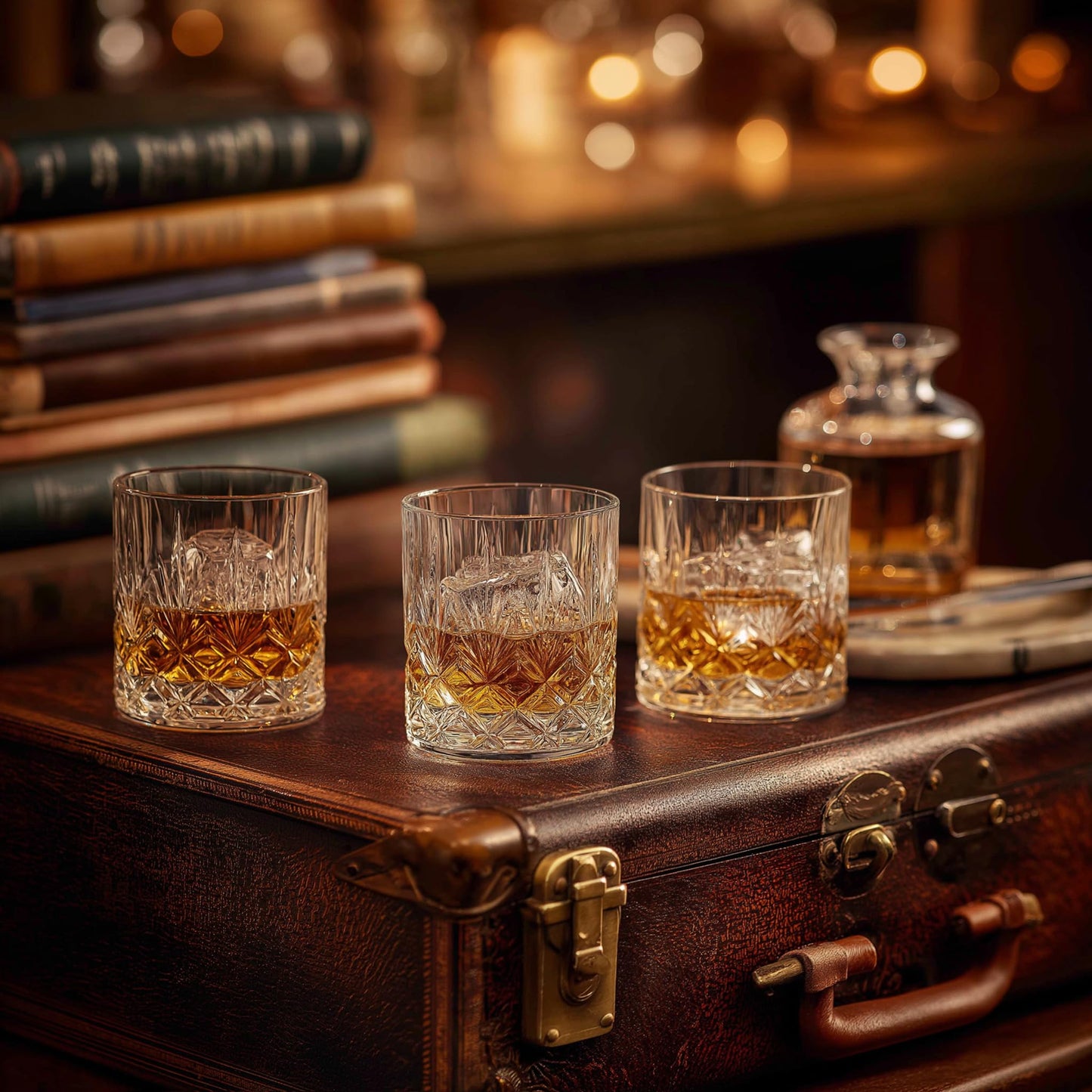 K&K Home Whiskey Glasses Set of 4-12 Oz Bourbon Glass, Old Fashioned Liquor Vodka Bourbon Cocktail Scotch Bar Glasses Set