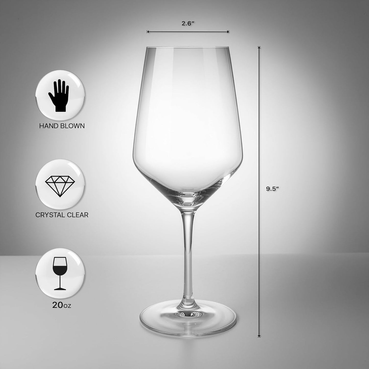 K&K Home Large Red Wine Glasses – Set of 4, 20 oz Modern Bowl – Elegant Clear Glass Wine Glasses for Red, White, Rosé, or Sangria – Durable, Lead-Free Glassware for Parties, Dinners & Gifts