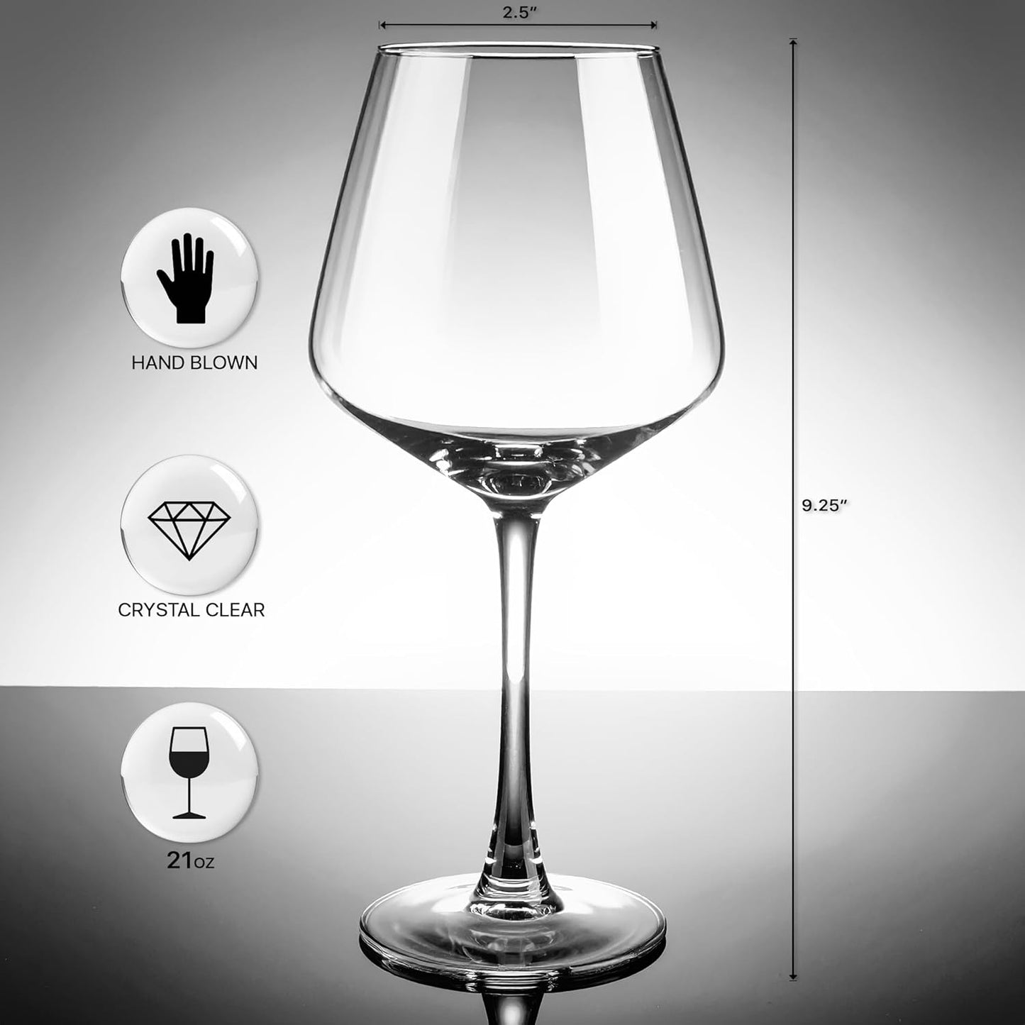 K&K Home Large Red Wine Glasses – Set of 4, 20.5 oz Modern Bowl – Elegant Clear Glass Wine Glasses for Red, White, Rosé, or Sangria – Durable, Lead-Free Glassware for Parties, Dinners & Gifts