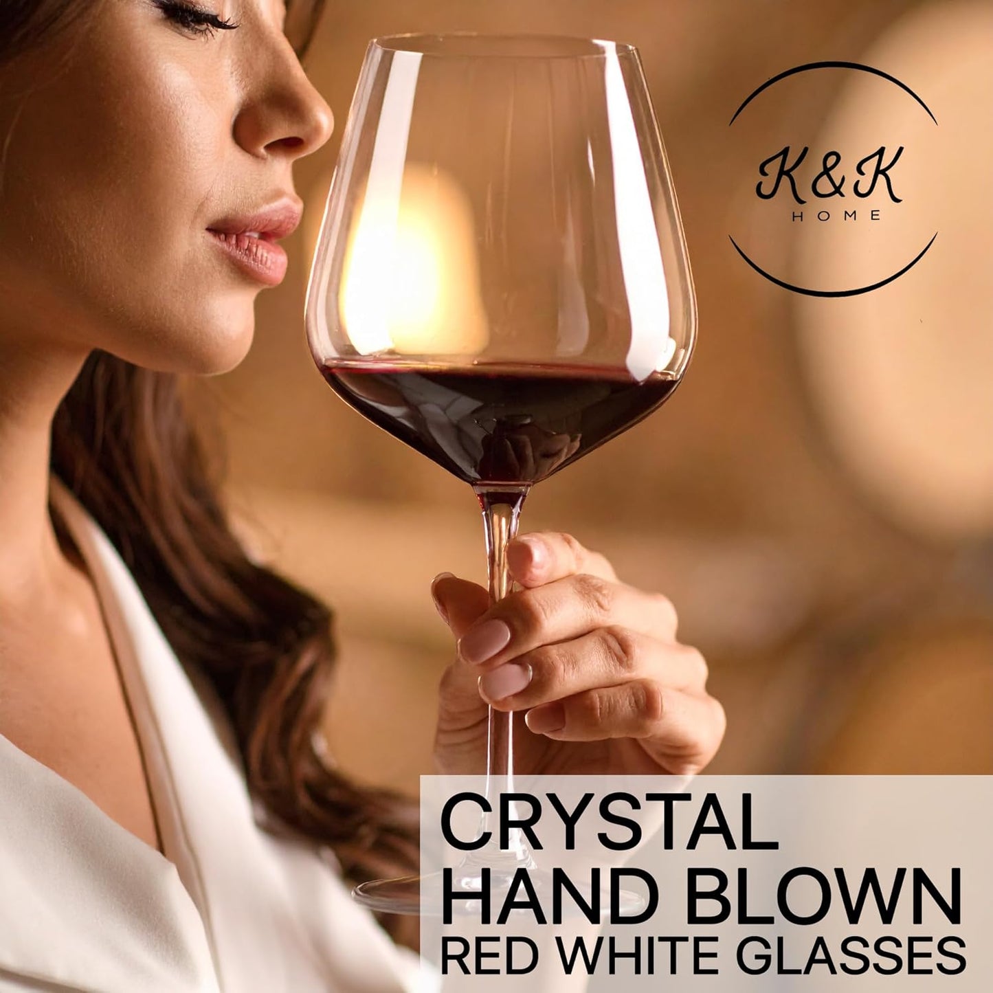 K&K Home Large Red Wine Glasses – Set of 4, 20.5 oz Modern Bowl – Elegant Clear Glass Wine Glasses for Red, White, Rosé, or Sangria – Durable, Lead-Free Glassware for Parties, Dinners & Gifts