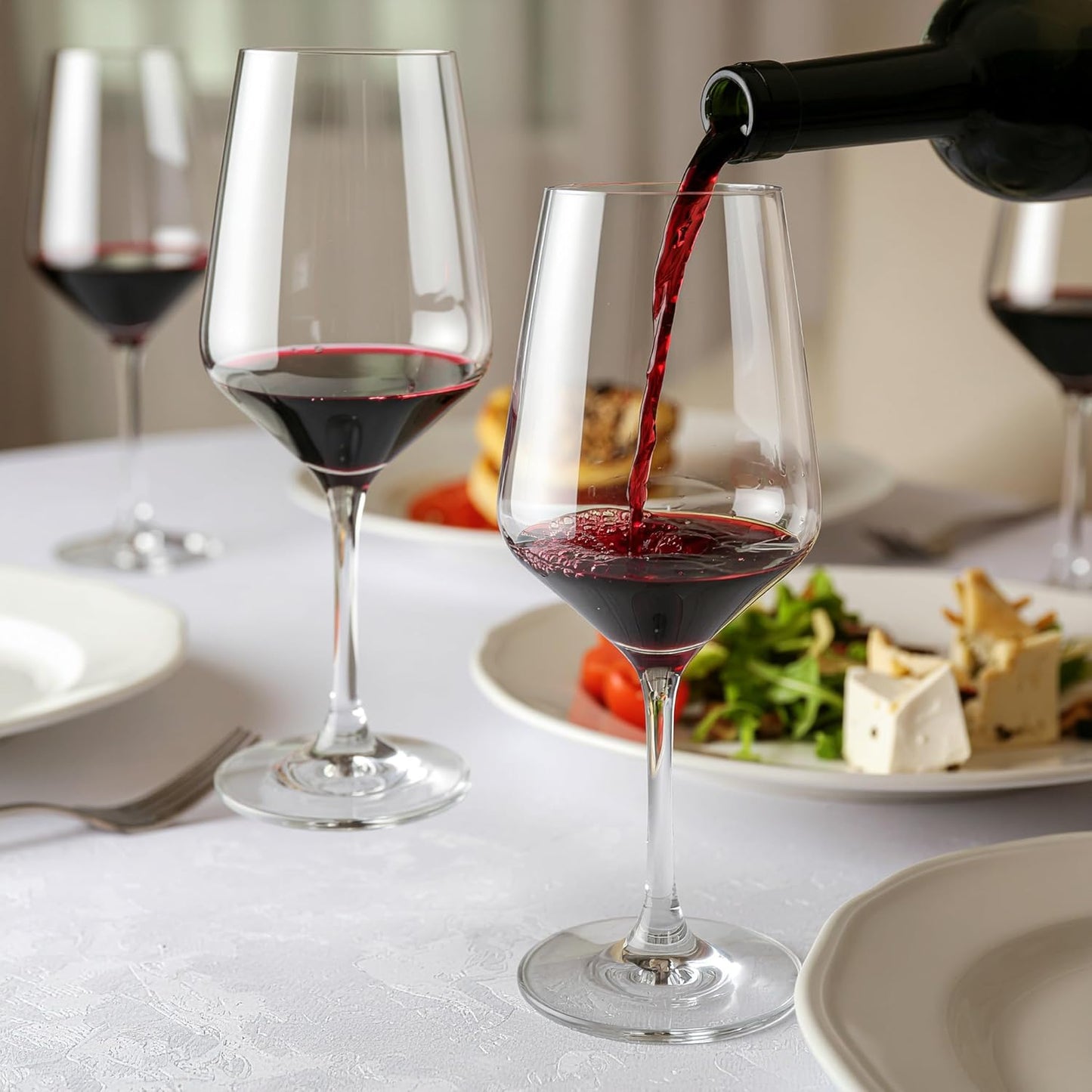 K&K Home Large Red Wine Glasses – Set of 4, 20 oz Modern Bowl – Elegant Clear Glass Wine Glasses for Red, White, Rosé, or Sangria – Durable, Lead-Free Glassware for Parties, Dinners & Gifts