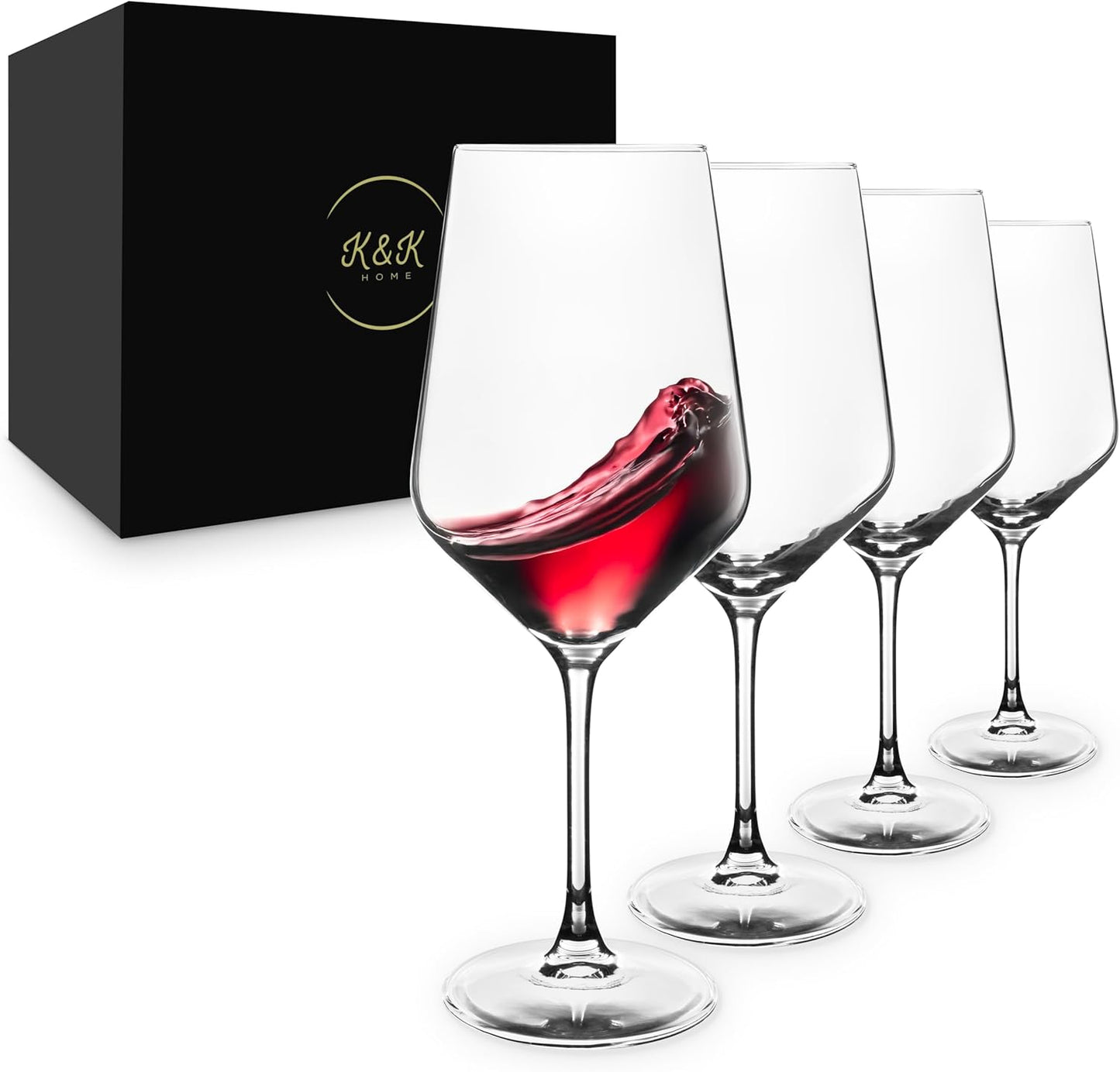 K&K Home Stemless/Stemmed Wine Glasses Set of 4, Wine Glasses for Red Wine, White Wine, Spirits, and Cocktails