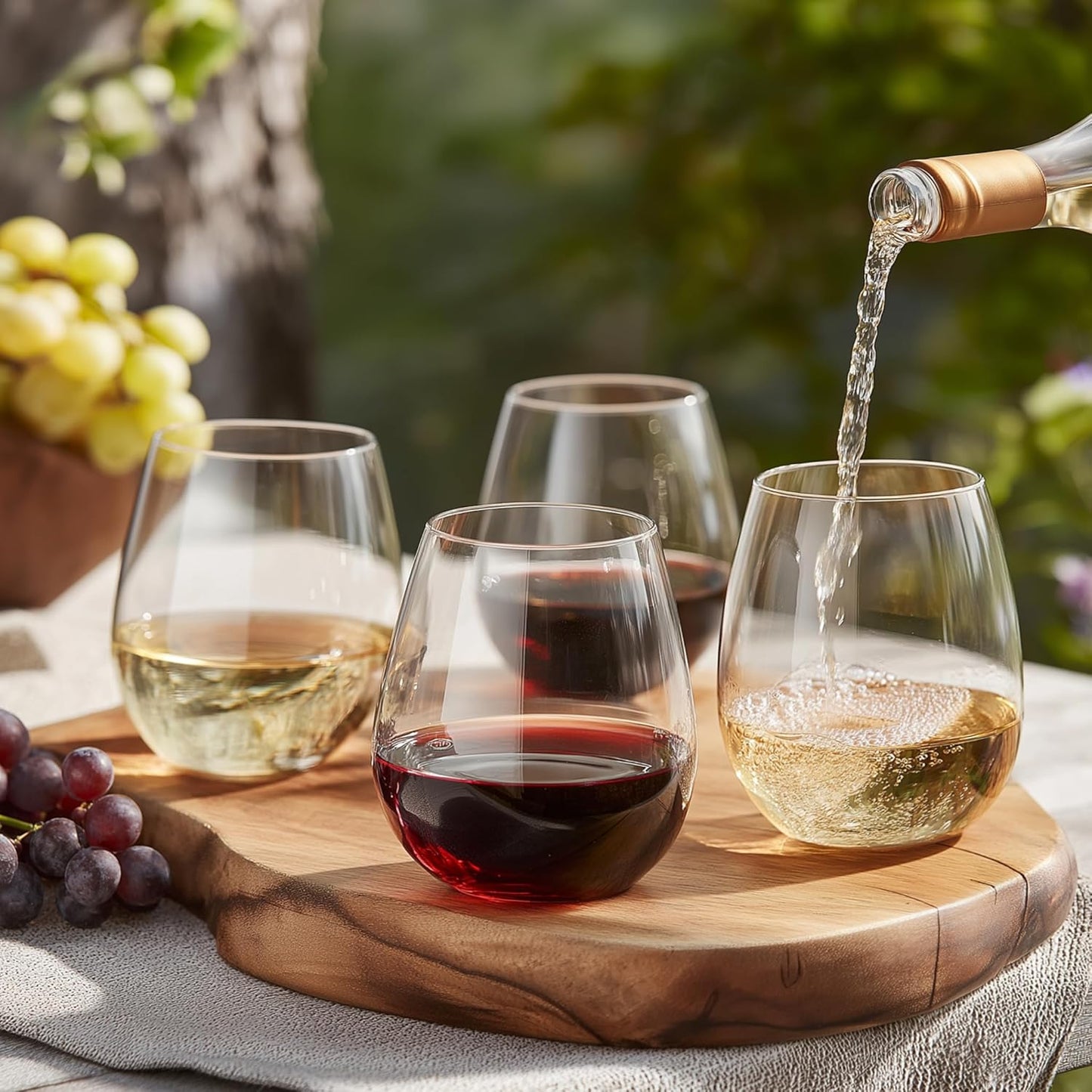 K&K Home Stemless Wine Glasses Set of 4, 15 Oz Wine Glasses for Red Wine, White Wine, Spirits, and Cocktails