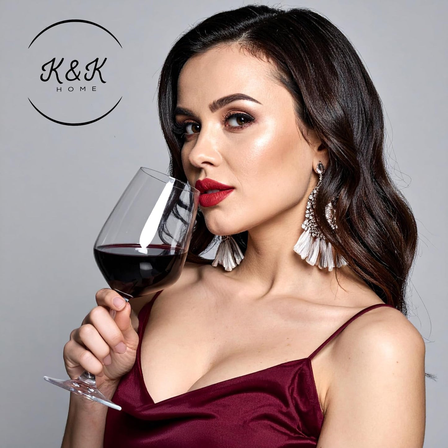 K&K Home Large Red Wine Glasses – Set of 4, 20 oz Modern Bowl – Elegant Clear Glass Wine Glasses for Red, White, Rosé, or Sangria – Durable, Lead-Free Glassware for Parties, Dinners & Gifts