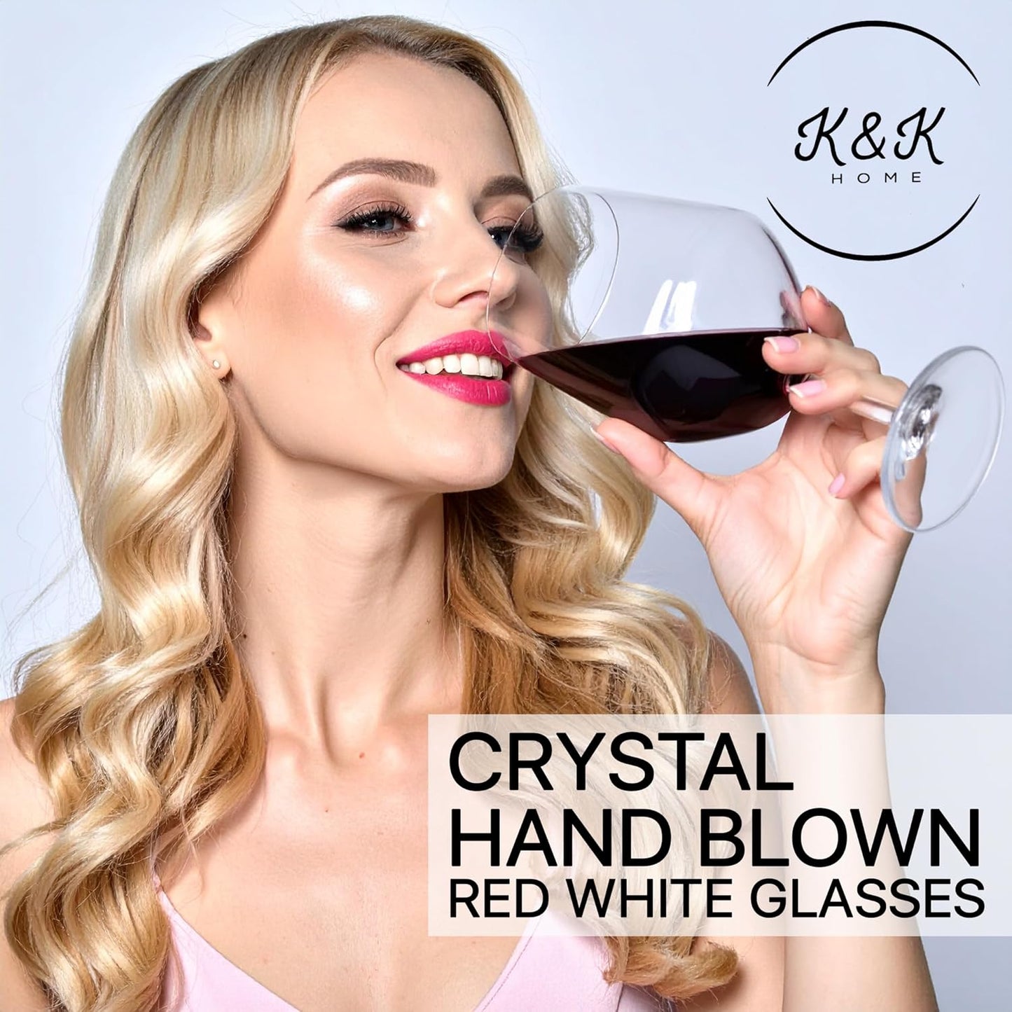 K&K Home Large Red Wine Glasses – Set of 4, 20 oz Modern Bowl – Elegant Clear Glass Wine Glasses for Red, White, Rosé, or Sangria – Durable, Lead-Free Glassware for Parties, Dinners & Gifts
