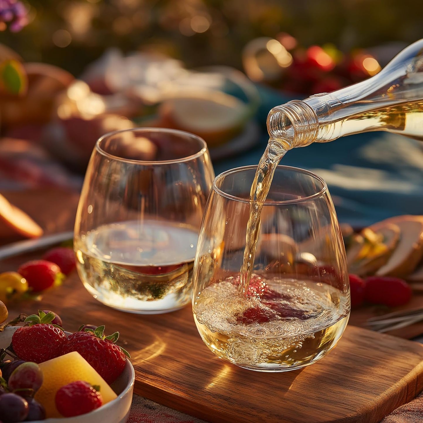 K&K Home Stemless Wine Glasses Set of 4, 15 Oz Wine Glasses for Red Wine, White Wine, Spirits, and Cocktails
