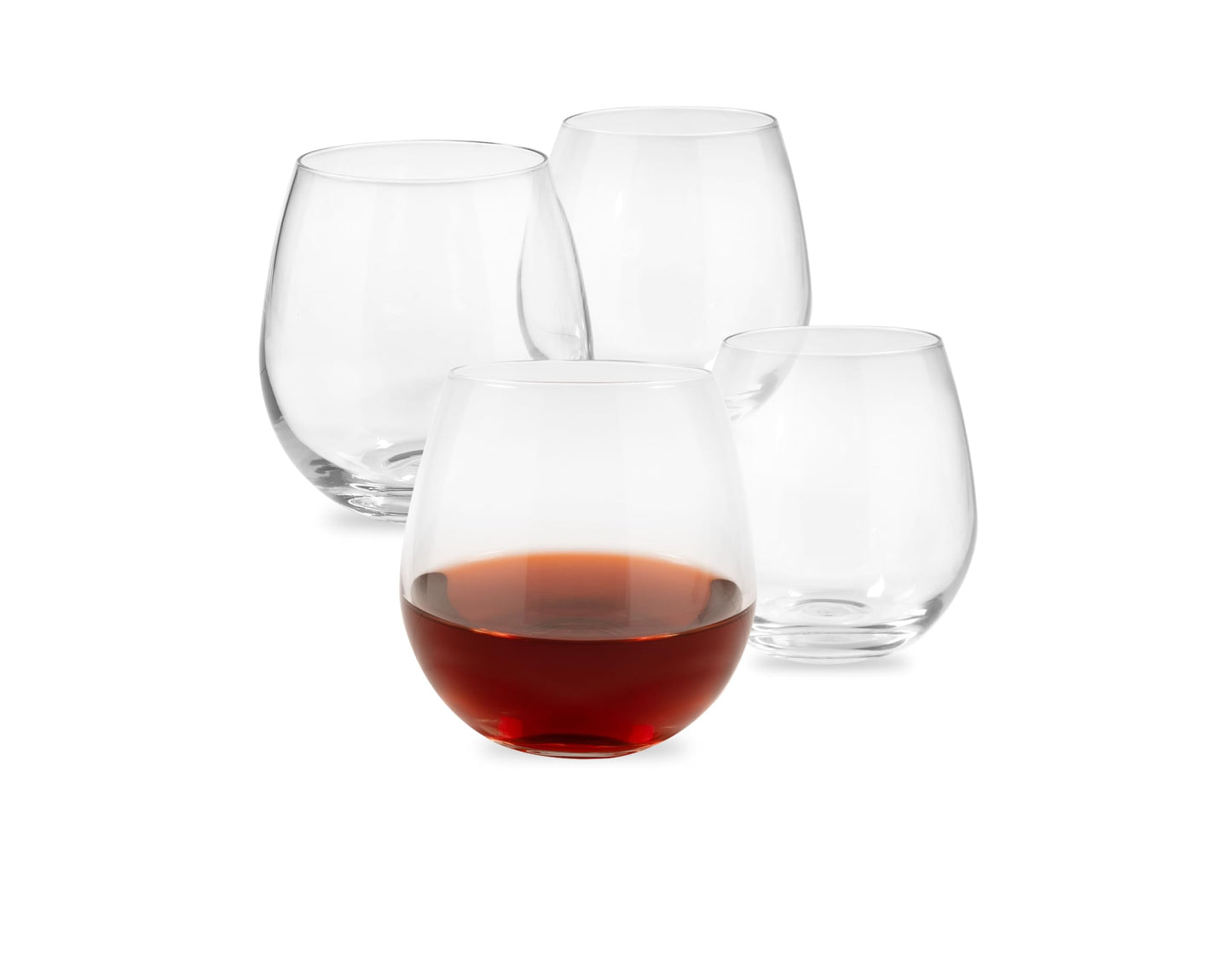 K&K Home Stemless/Stemmed Wine Glasses Set of 4, Wine Glasses for Red Wine, White Wine, Spirits, and Cocktails