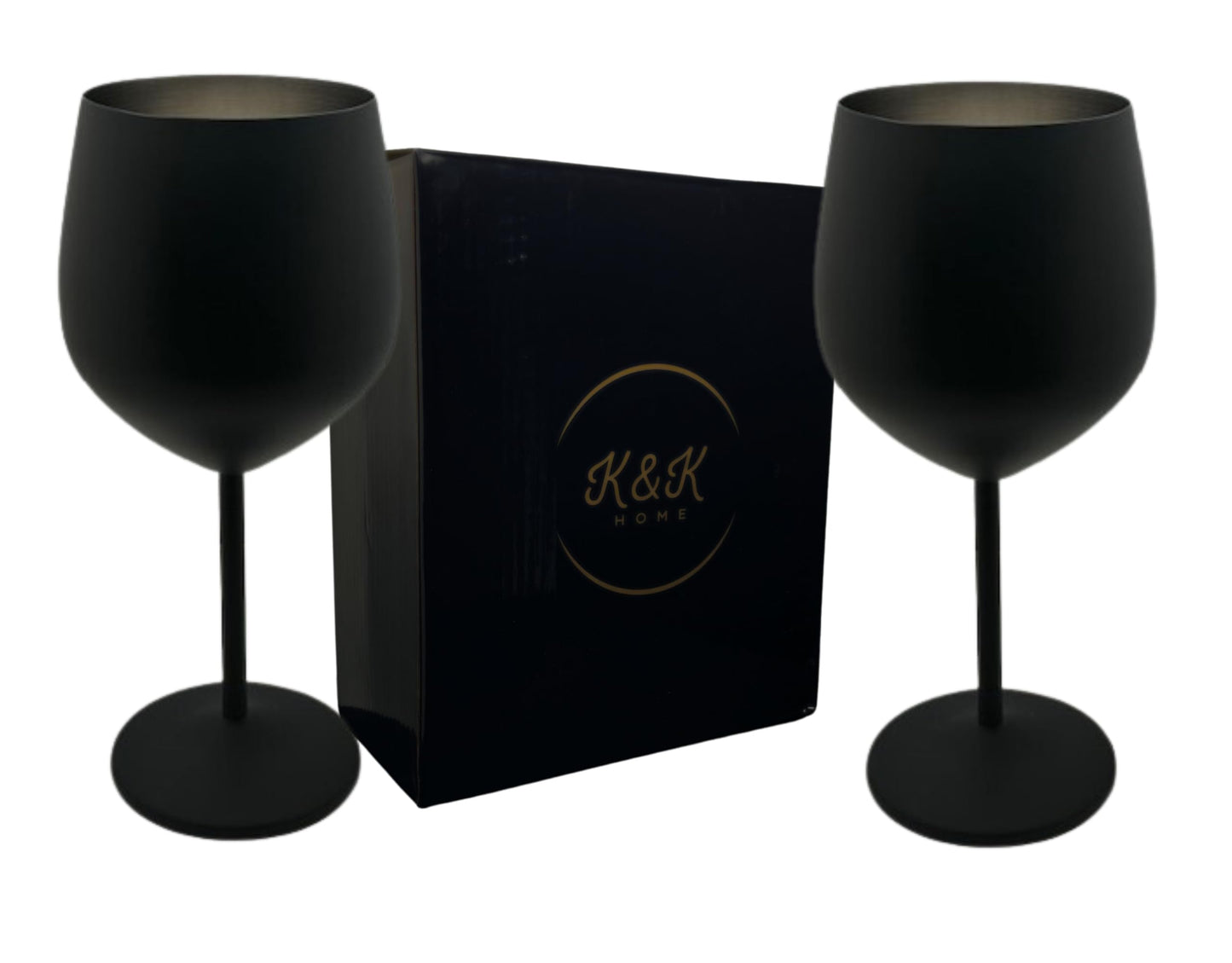 K&K Home Gold Stainless Steel Unbreakable Wine Glasses - 18 oz - Set of 2 Colored, Stemmed Metal Wine Glasses Perfect for Outdoors, Weddings, and Parties