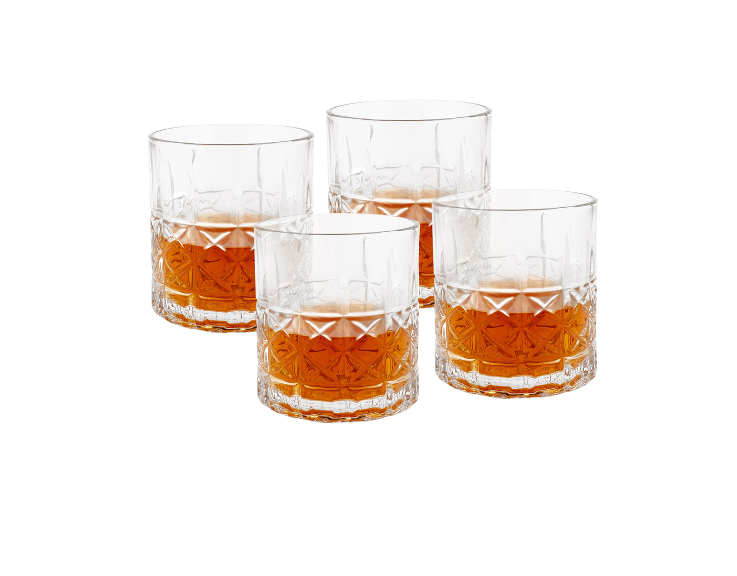 K&K Home Whiskey Glasses Set of 4-12 Oz Unique Bourbon Glass, Old Fashioned Liquor Vodka Bourbon Cocktail Scotch Bar Glasses Set