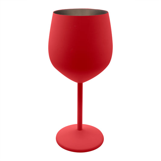 K&K Home Red Stainless Steel Unbreakable Red Wine Glasses - 18 oz - Set of 2 Colored, Stemmed Metal Wine Glasses Perfect for Outdoors, Weddings, and Parties