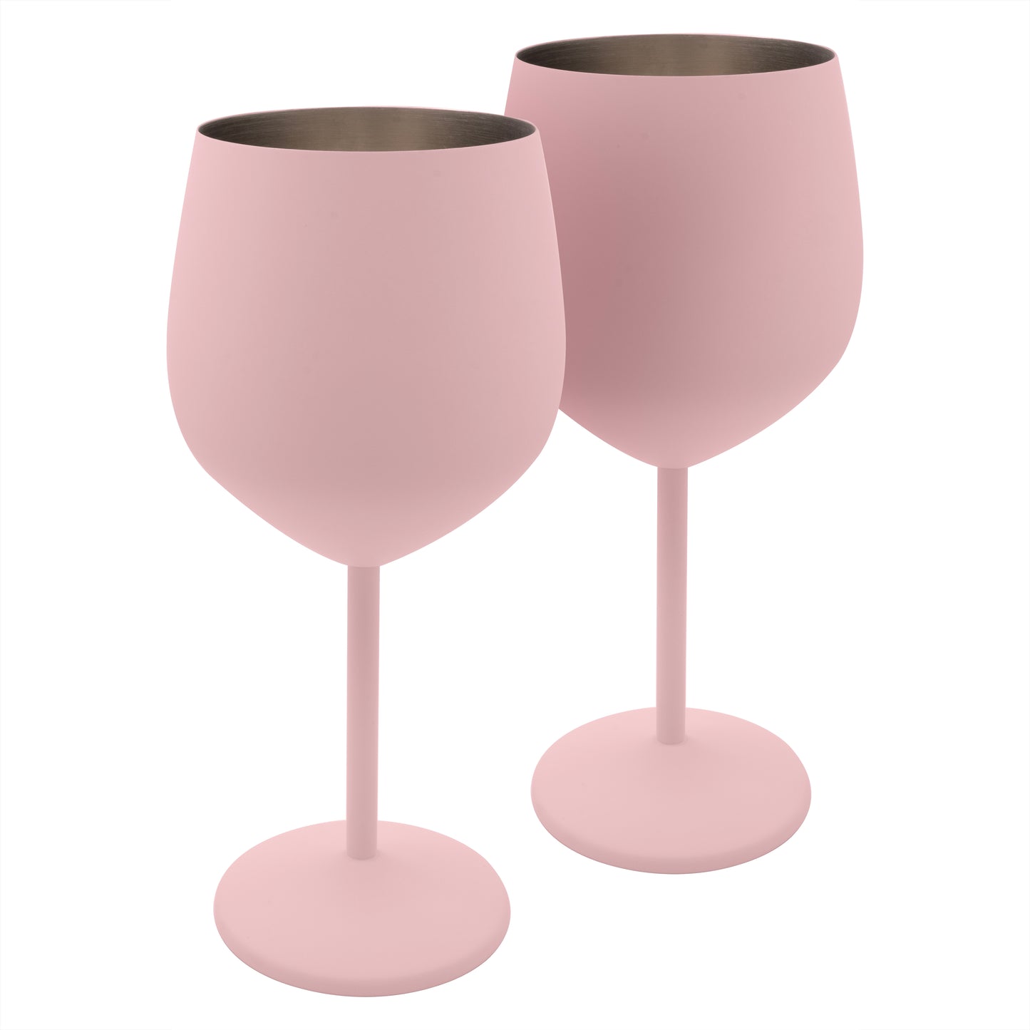 K&K Home Pink Stainless Steel Unbreakable Pink Wine Glasses - 18 oz - Set of 2 Colored, Stemmed Metal Wine Glasses Perfect for Outdoors, Weddings, and Parties