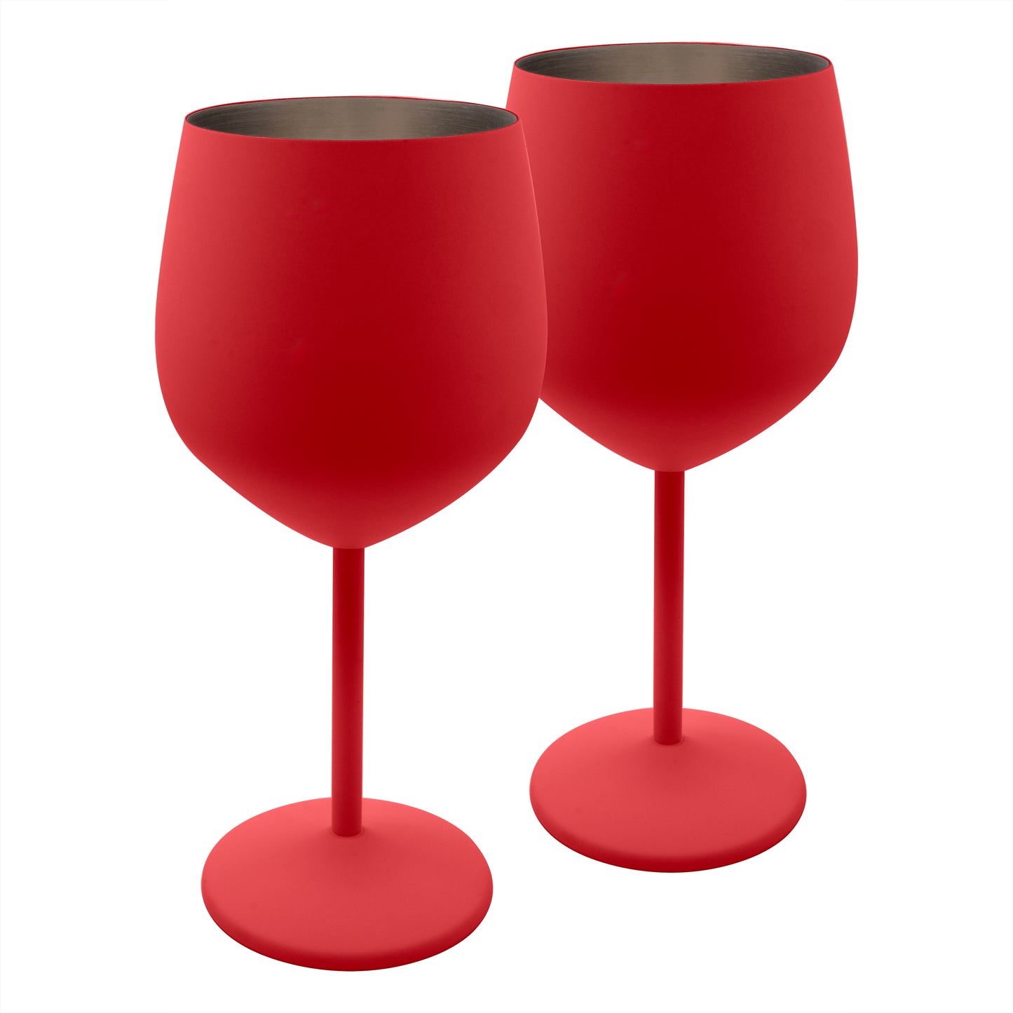 Copas de vino tinto irrompibles de acero inoxidable K&amp;K Home Red - 18 oz - Juego de 2 copas de vino de metal con tallo de colores, perfectas para exteriores, bodas y fiestas