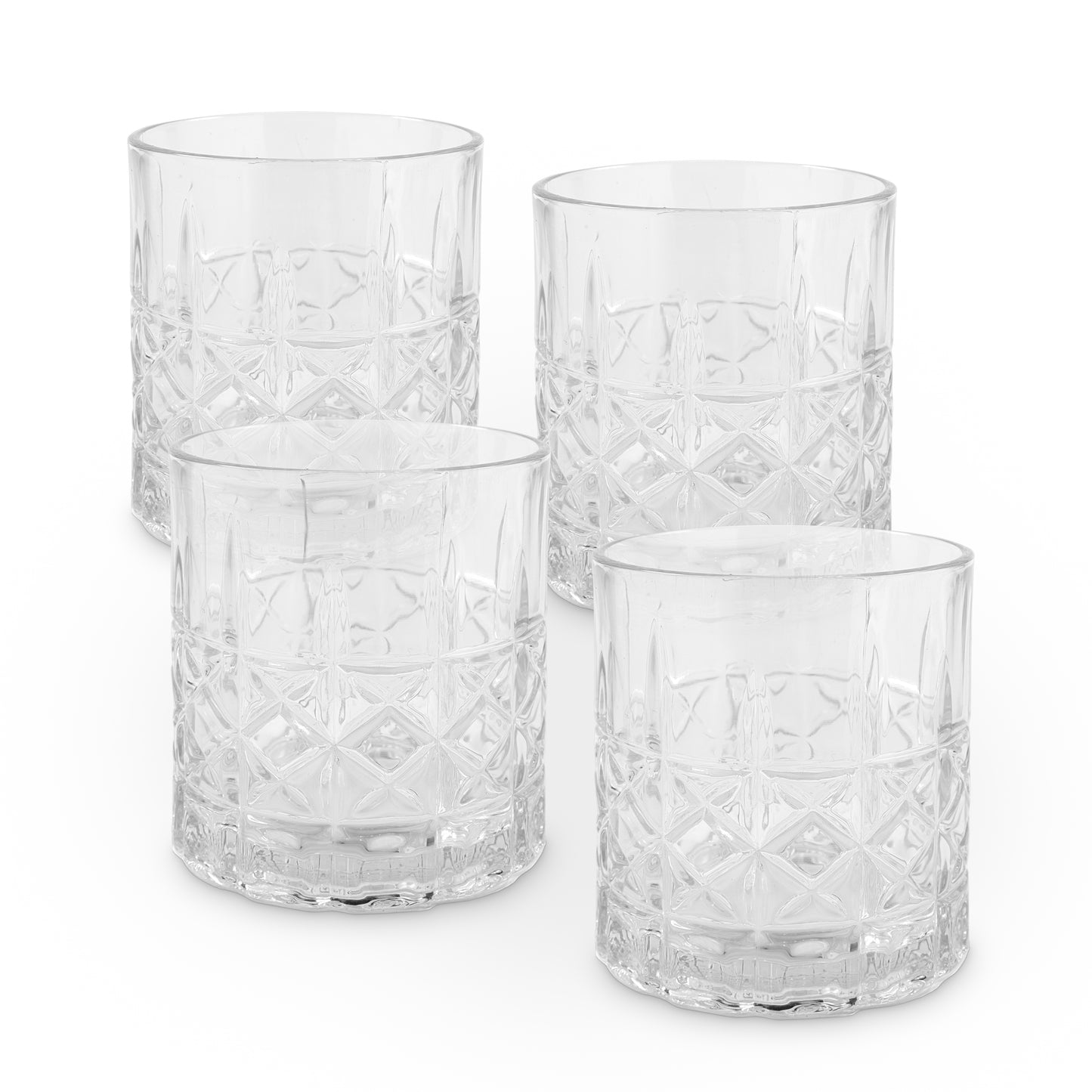 K&K Home Whiskey Glasses Set of 4-12 Oz Unique Bourbon Glass, Old Fashioned Liquor Vodka Bourbon Cocktail Scotch Bar Glasses Set