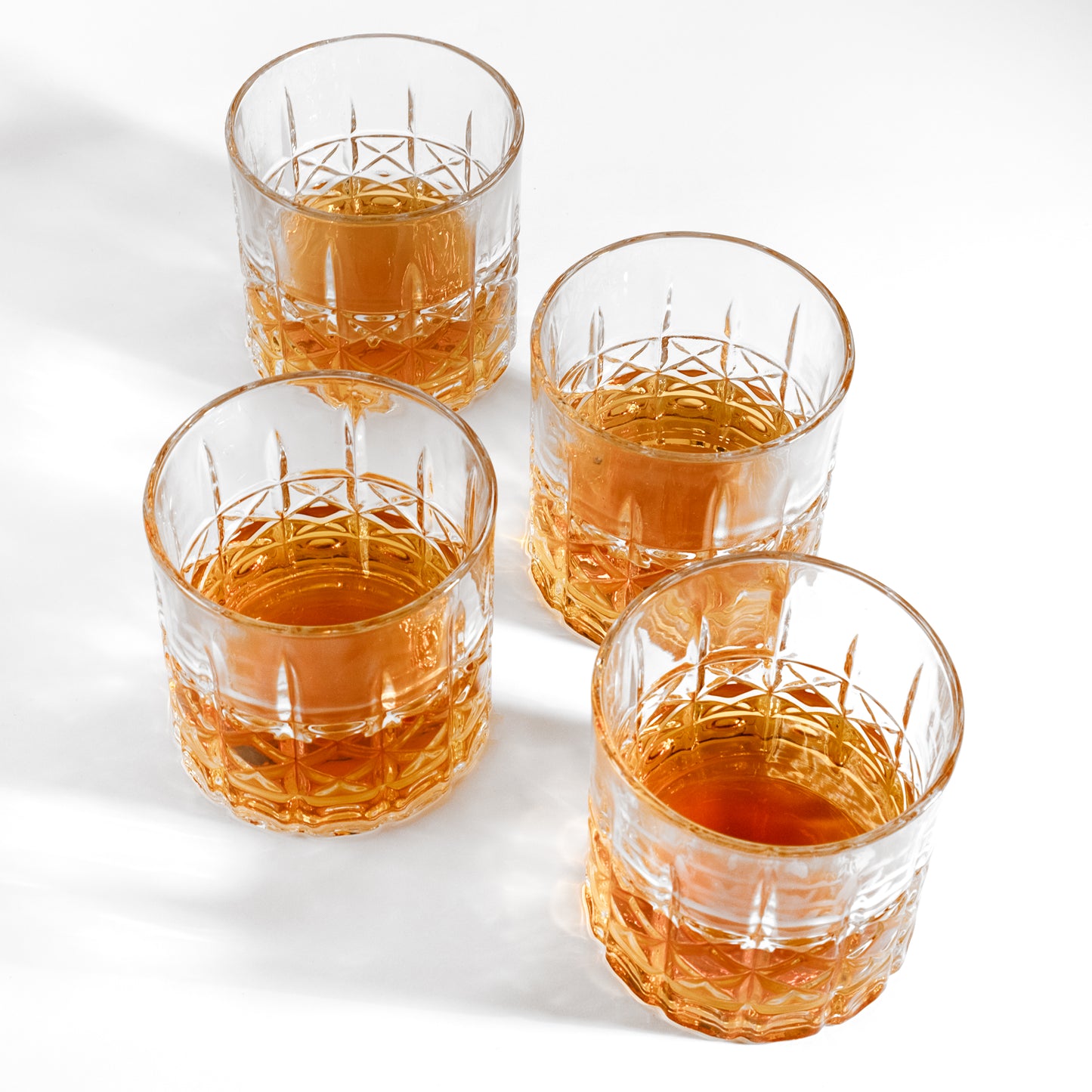 K&K Home Whiskey Glasses Set of 4-12 Oz Unique Bourbon Glass, Old Fashioned Liquor Vodka Bourbon Cocktail Scotch Bar Glasses Set