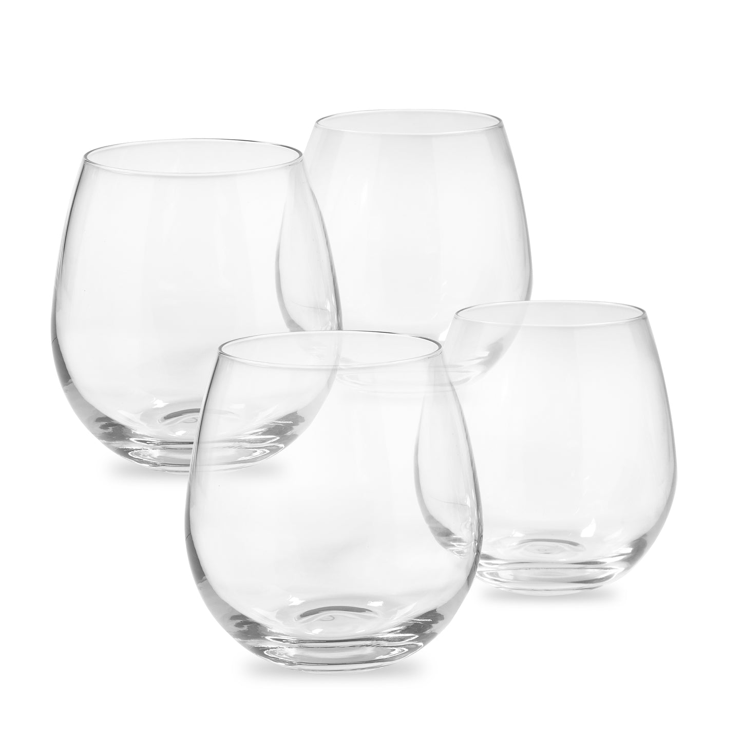 K&K Home Stemless Wine Glasses Set of 4, 15 Oz Wine Glasses for Red Wine, White Wine, Spirits, and Cocktails