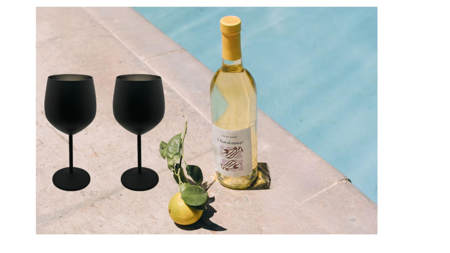 K&K Home Gold Stainless Steel Unbreakable Wine Glasses - 18 oz - Set of 2 Colored, Stemmed Metal Wine Glasses Perfect for Outdoors, Weddings, and Parties