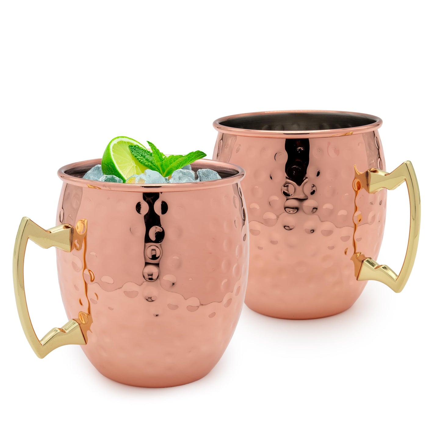 K&K Home Moscow Mule Mugs - 17oz Hammered Cups with Stainless Steel Lining - Set of 4 Mugs Perfect for Cold Drinks, Beer, Wine, Outdoors, and Parties