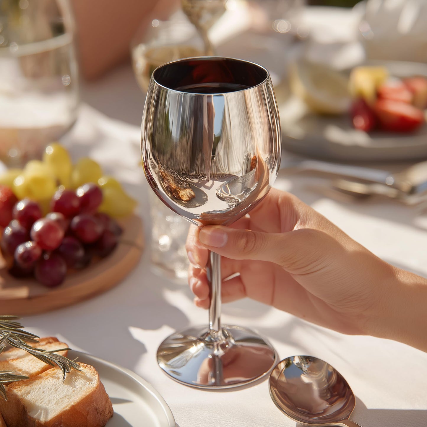 K&K Home Gold Stainless Steel Unbreakable Wine Glasses - 18 oz - Set of 2 Colored, Stemmed Metal Wine Glasses Perfect for Outdoors, Weddings, and Parties